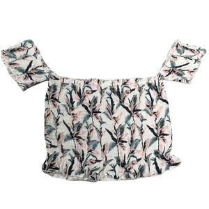Kiwi‎ & Punch Crop Top Maui Pink Tropical Smocked Off Shoulder NEW Women's Large